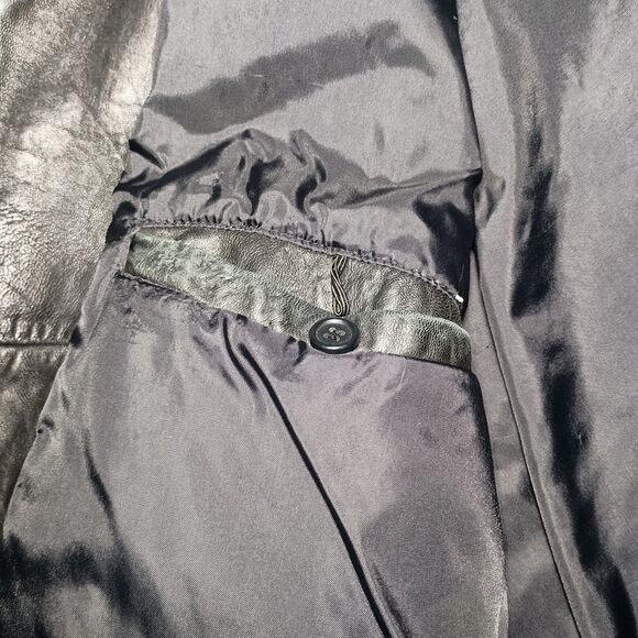 VINTAGE Colebrook Genuine Leather Bomber Jacket Mens L Black Buttery Soft Y2K - Picture 11 of 16